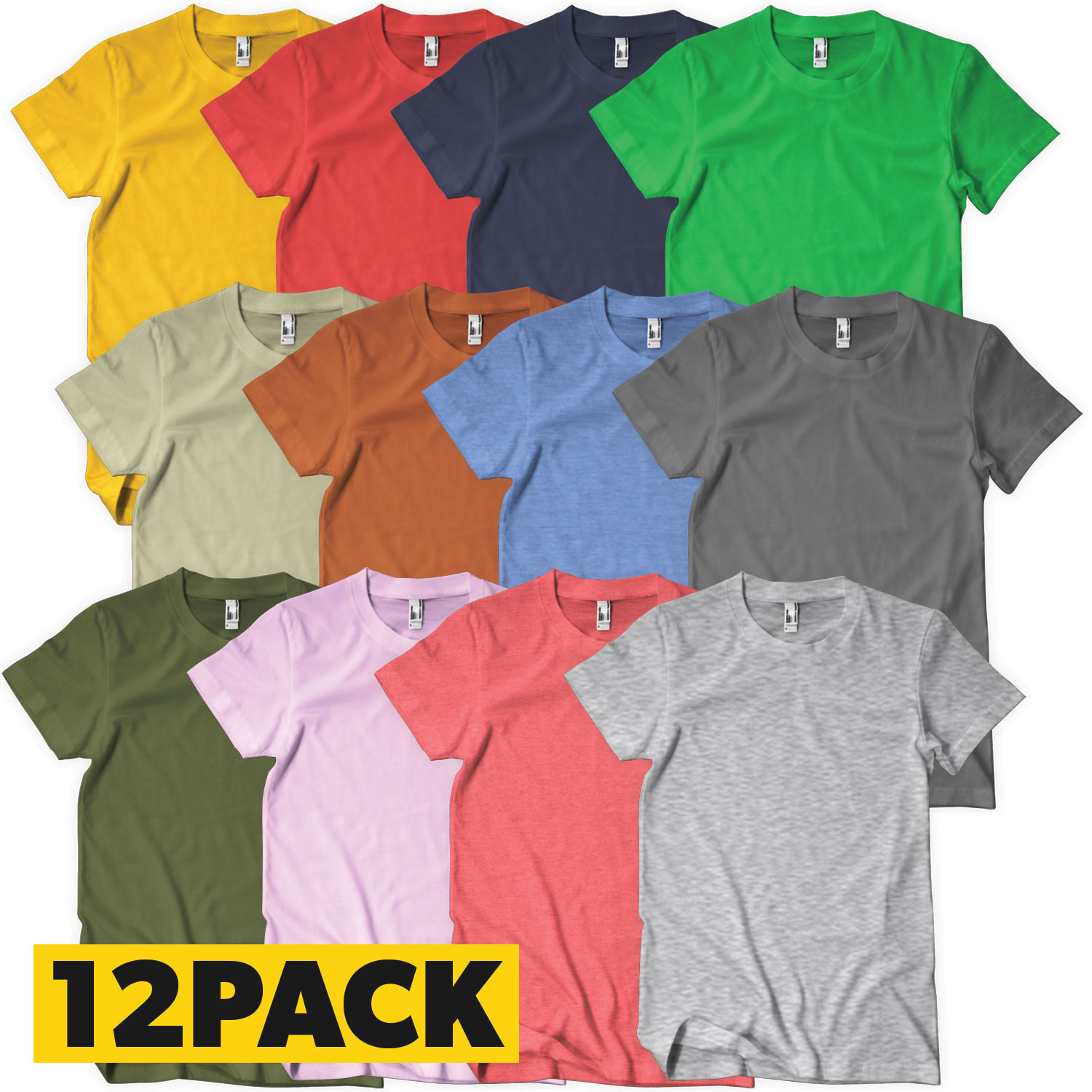 T-Shirts Bigpack Farver - 12 pack