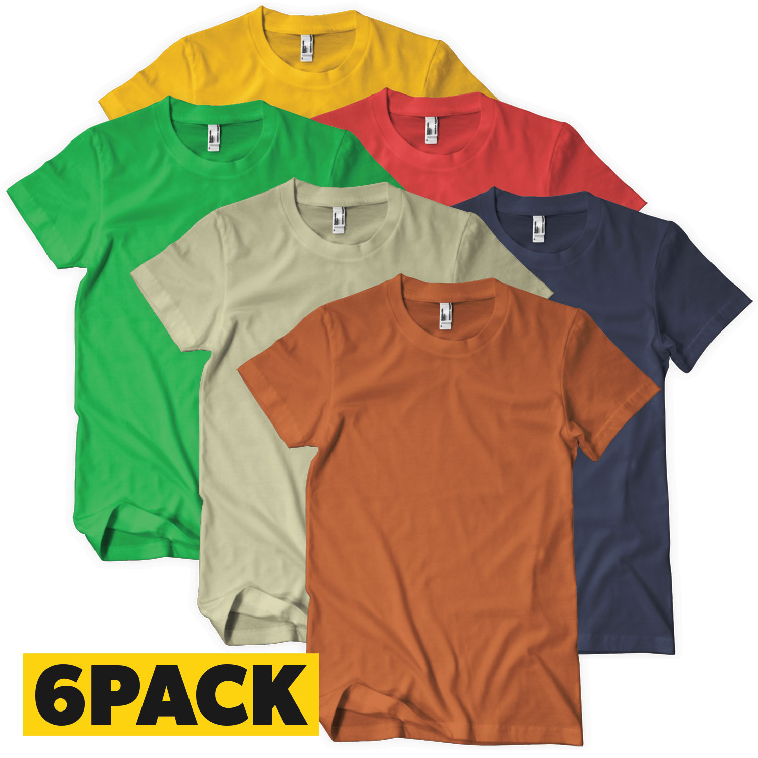 T-Shirts Bigpack Farver- 6 pack