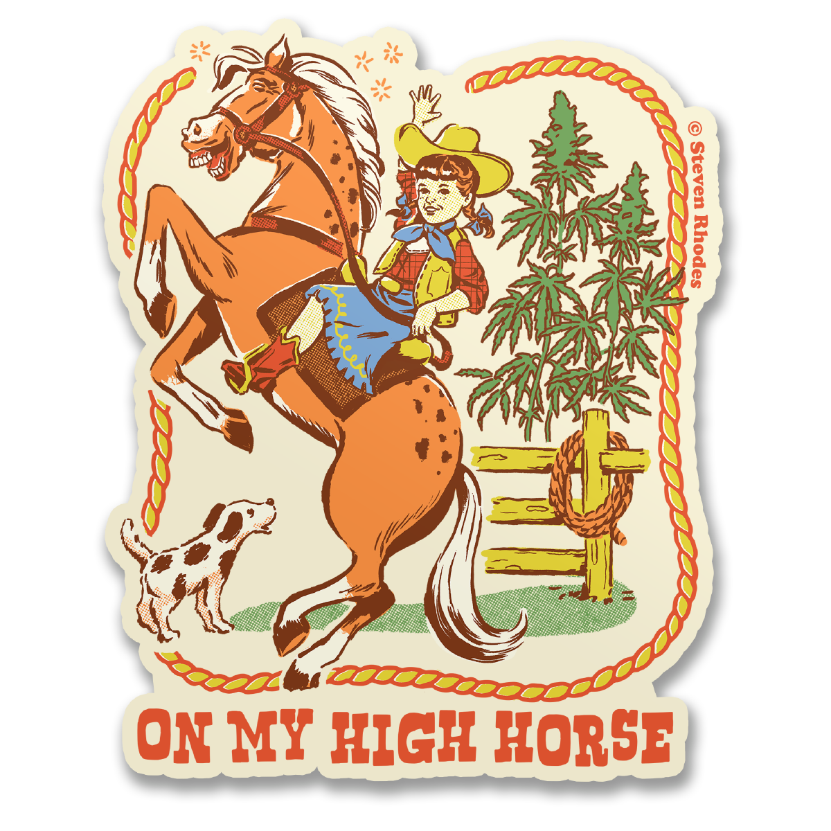 Steven Rhodes . On My High Horse Sticker