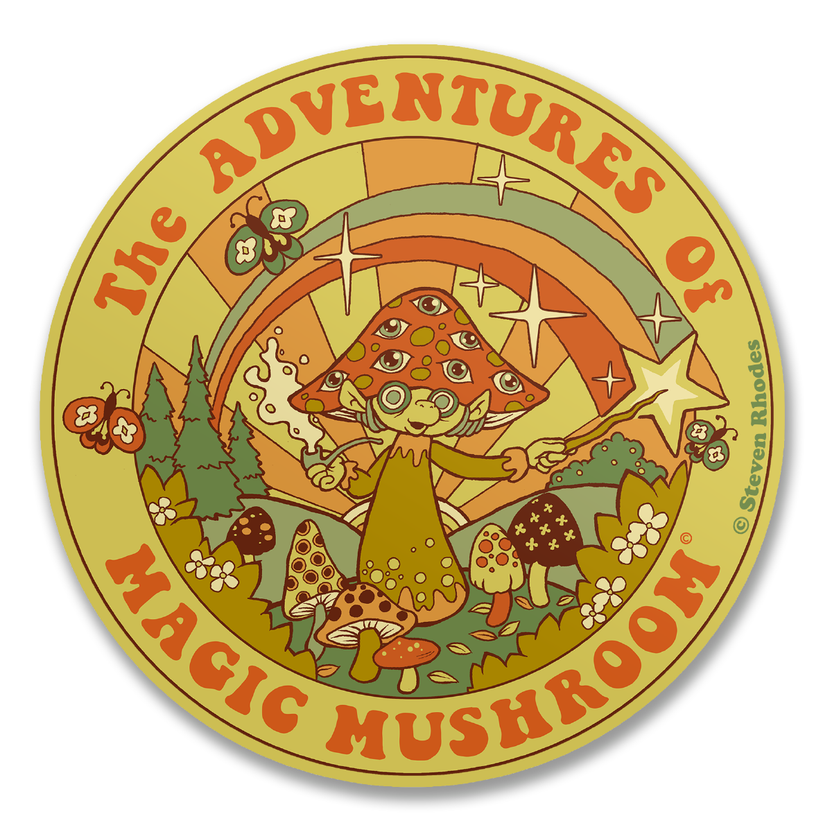 Steven Rhodes - The Adventures Of Magic Mushroom Sticker