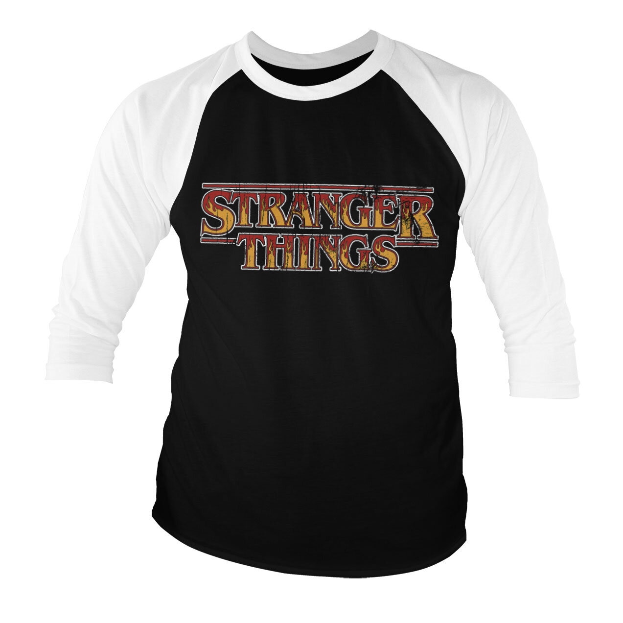 Stranger Things Fire Logo Baseball 3/4 Sleeve Tee