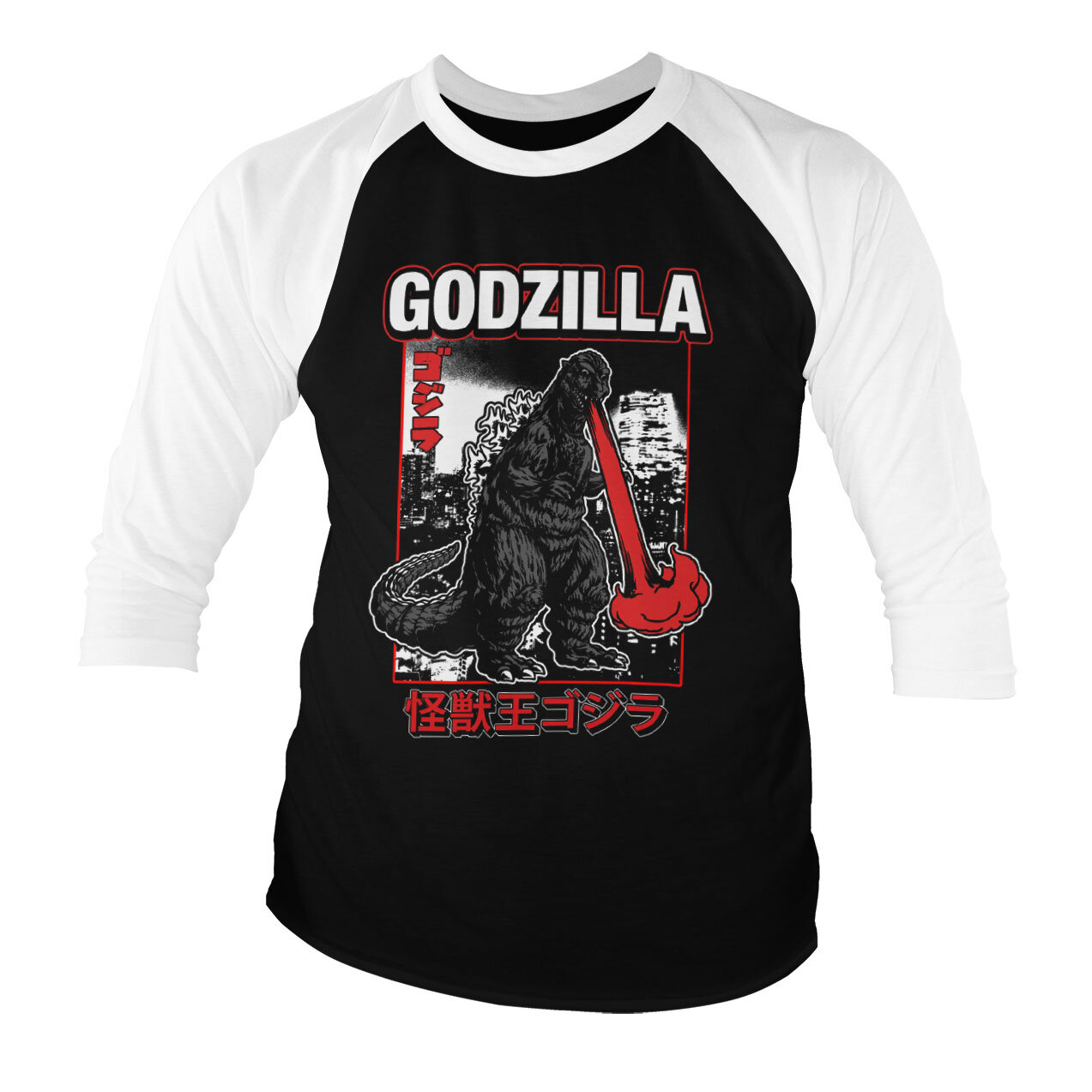Godzilla - Atomic Breath Baseball 3/4 Sleeve Tee