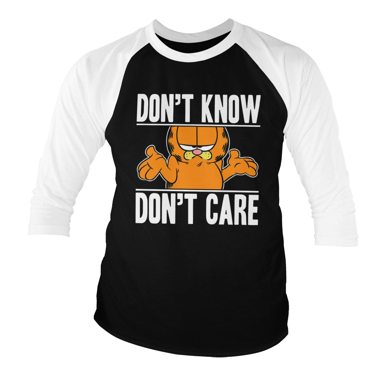 Garfield Don't Know - Don't Care Baseball 3/4 Sleeve Tee